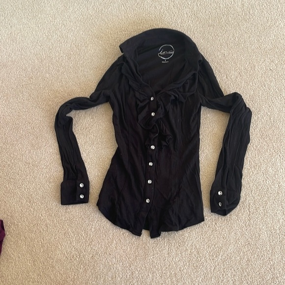 INC jersey button-down with Jewel buttons. - Picture 1 of 2